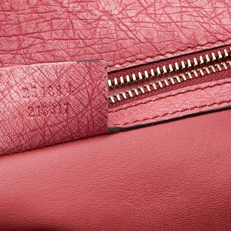 Pre Owned Gucci Orange Ostrich Leather Bamboo Top Handle Bag