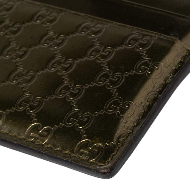 Pre Owned Gucci Green Glossy Microguccissima Leather Card Holder