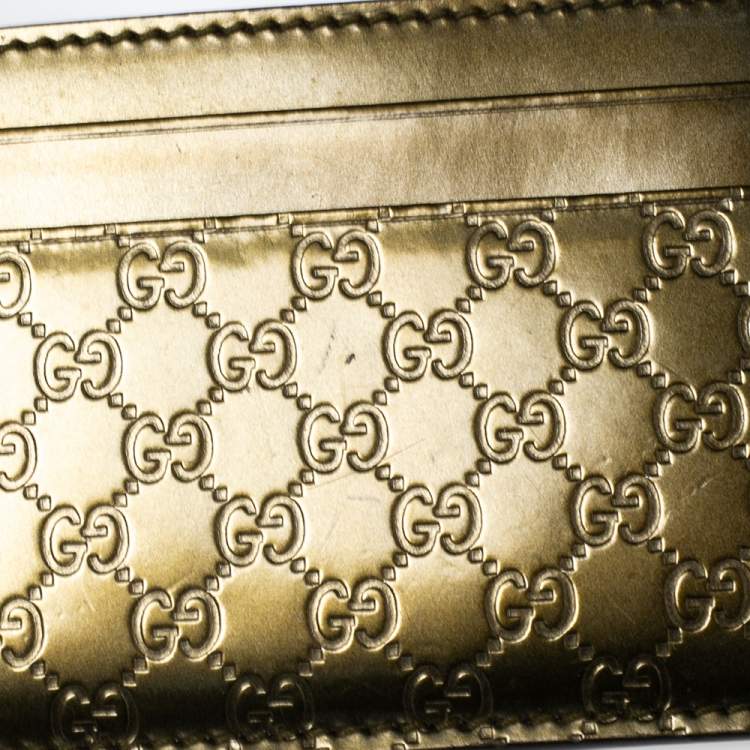 Pre Owned Gucci Green Glossy Microguccissima Leather Card Holder