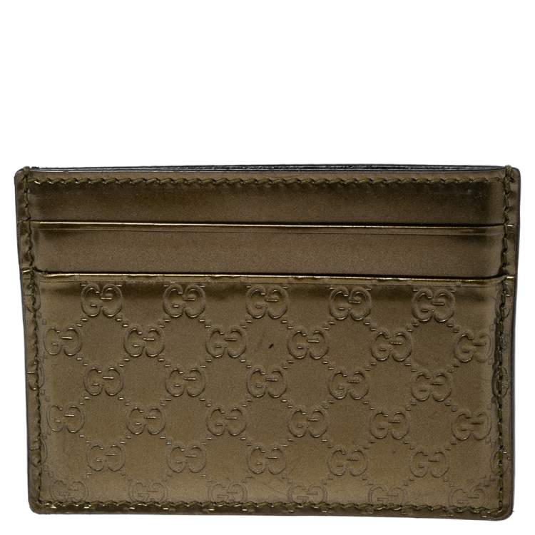 Pre Owned Gucci Green Glossy Microguccissima Leather Card Holder