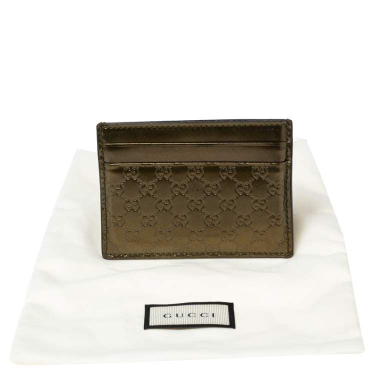 Pre Owned Gucci Green Glossy Microguccissima Leather Card Holder