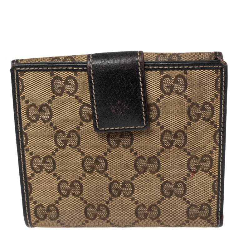 Pre Owned Gucci GG Canvas And Leather Princy Compact Wallet