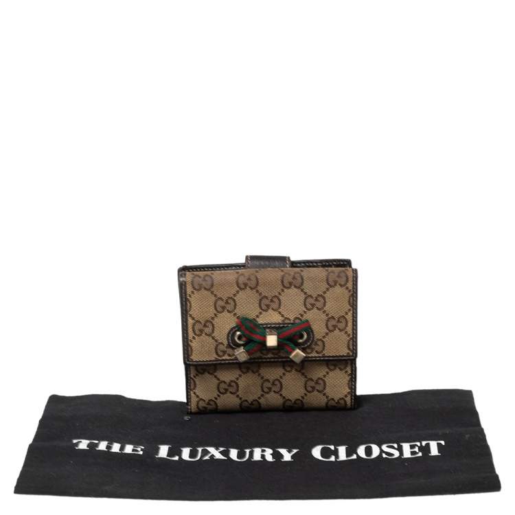 Pre Owned Gucci GG Canvas And Leather Princy Compact Wallet
