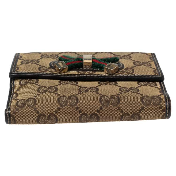 Pre Owned Gucci GG Canvas And Leather Princy Compact Wallet