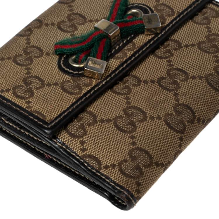 Pre Owned Gucci GG Canvas And Leather Princy Compact Wallet