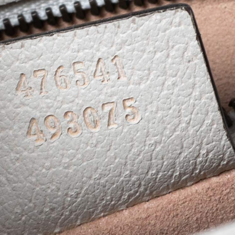 Pre Owned Gucci Beige/White Supreme Canvas And Leather Small Queen Margaret Top Handle Bag