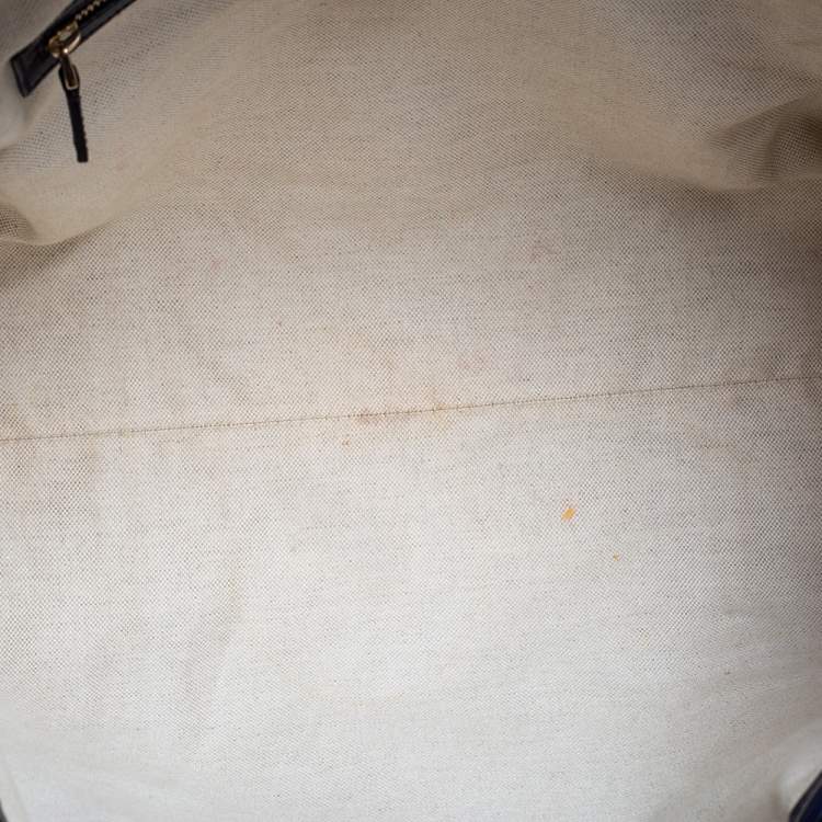 Pre Owned Gucci Metallic Blue GG Imprime Canvas and Leather Medium Joy Shopping Tote