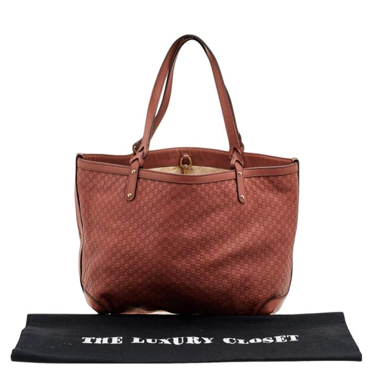 Pre Owned Gucci Rust Microguccissima Leather Bree Tote