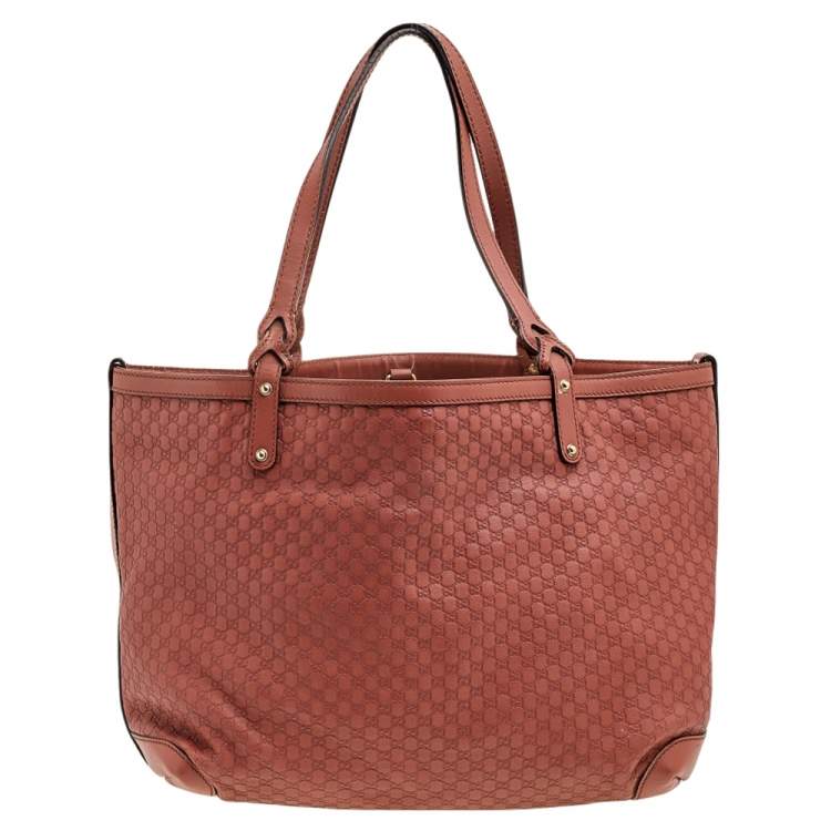 Pre Owned Gucci Rust Microguccissima Leather Bree Tote