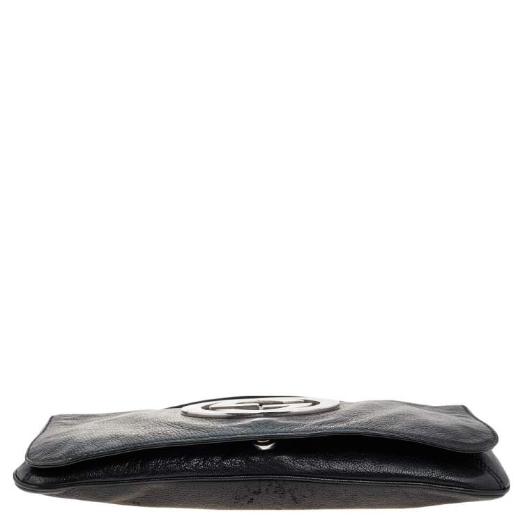 Pre Owned Gucci Black Leather Blondie Flap Top Handle Bag