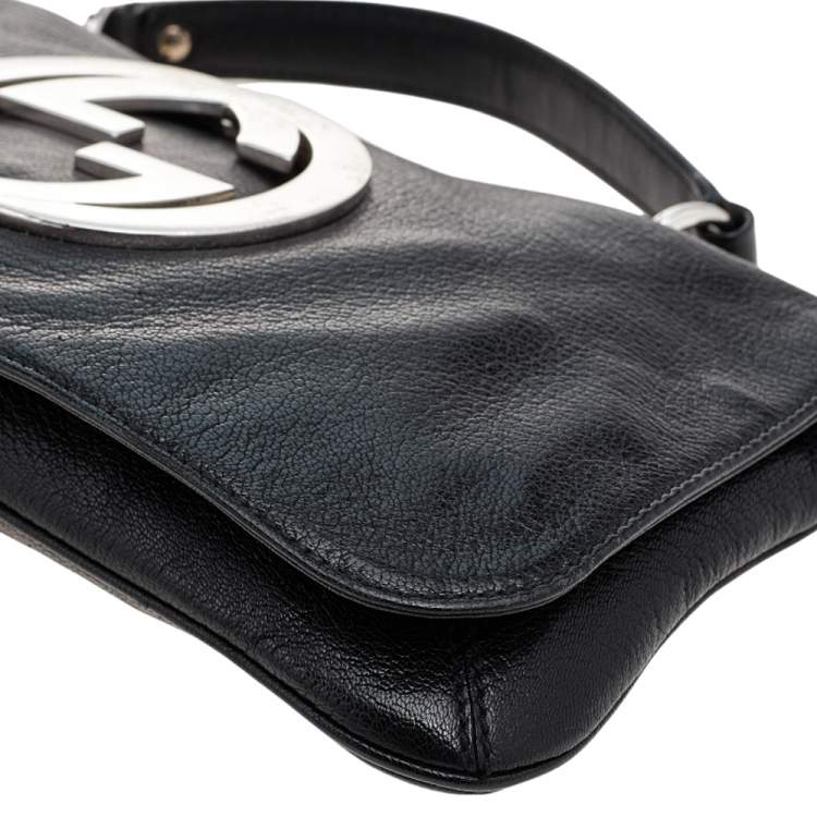 Pre Owned Gucci Black Leather Blondie Flap Top Handle Bag