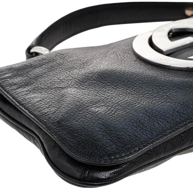 Pre Owned Gucci Black Leather Blondie Flap Top Handle Bag