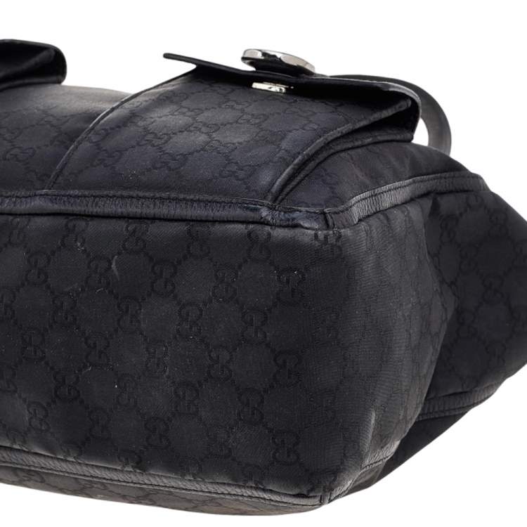 Pre Owned Gucci Black GG Canvas and Leather Abbey Pocket Tote