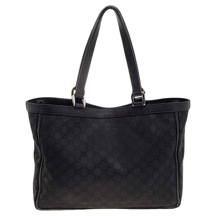 Pre Owned Gucci Black GG Canvas and Leather Abbey Pocket Tote