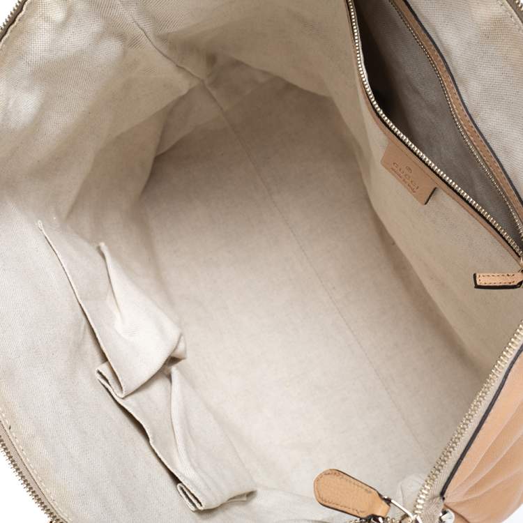 Pre Owned Gucci Beige Leather Medium Bamboo Shopper Tote