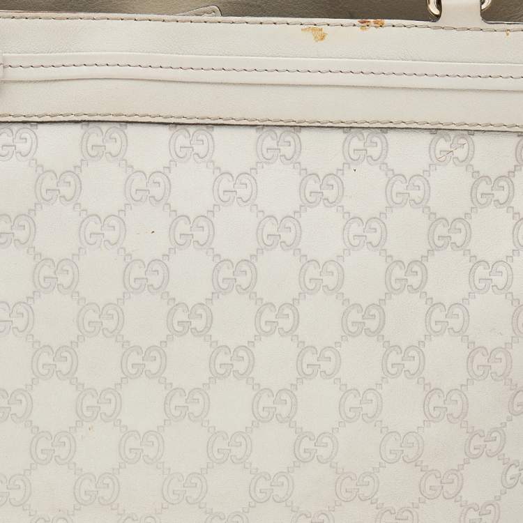 Pre Owned Gucci Light Beige Guccissima Leather Medium Mayfair Bow Tote