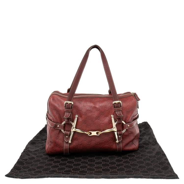 Pre Owned Gucci Red Guccissima Leather 85th Anniversary Medium Boston Bag