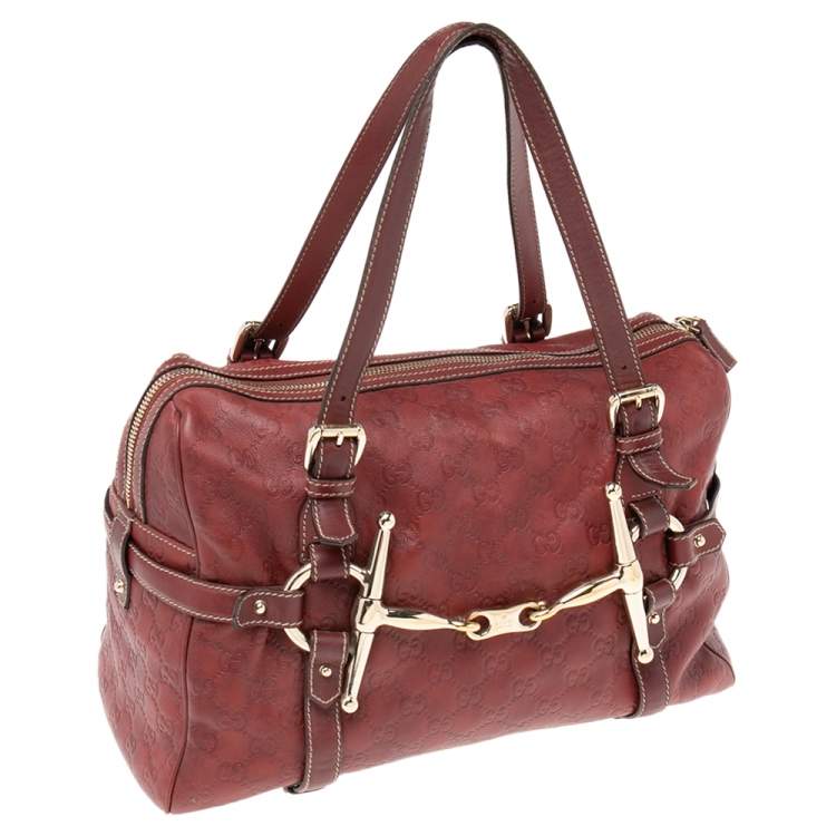 Pre Owned Gucci Red Guccissima Leather 85th Anniversary Medium Boston Bag