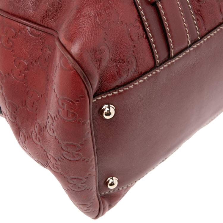 Pre Owned Gucci Red Guccissima Leather 85th Anniversary Medium Boston Bag