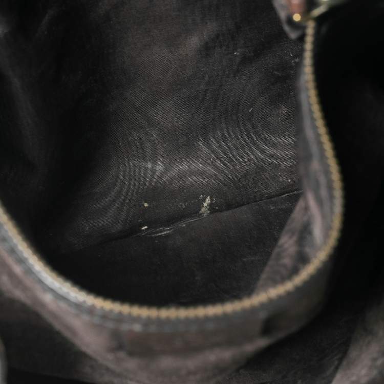 Pre Owned Gucci Brown Python Leather Horsebit Jockey Tote