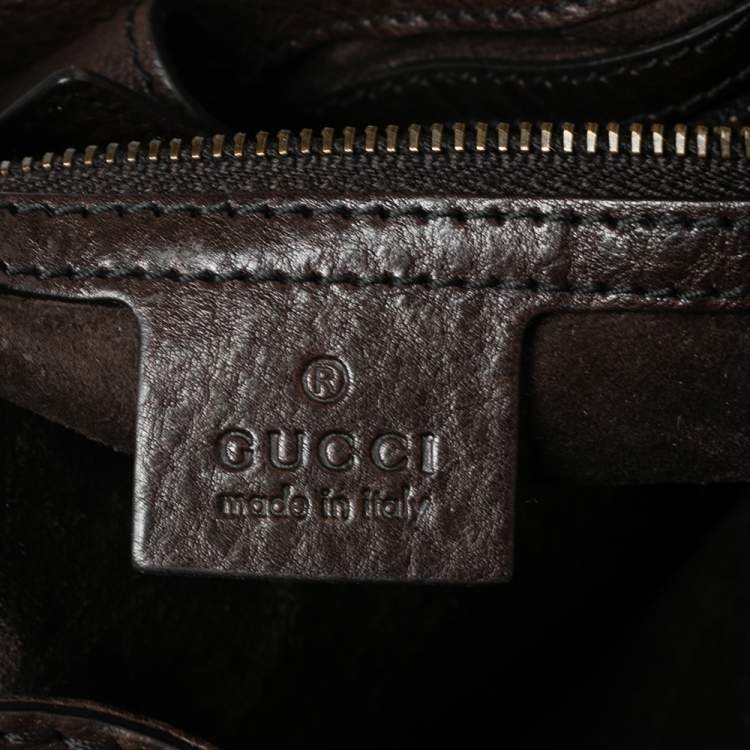 Pre Owned Gucci Brown Python Leather Horsebit Jockey Tote