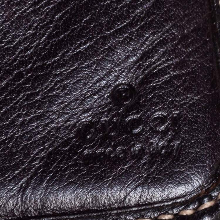 Pre Owned Gucci Dark Brown Leather Web Britt Wallet
