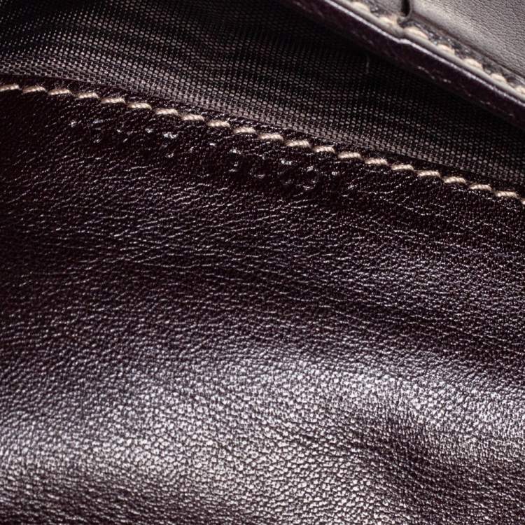 Pre Owned Gucci Dark Brown Leather Web Britt Wallet
