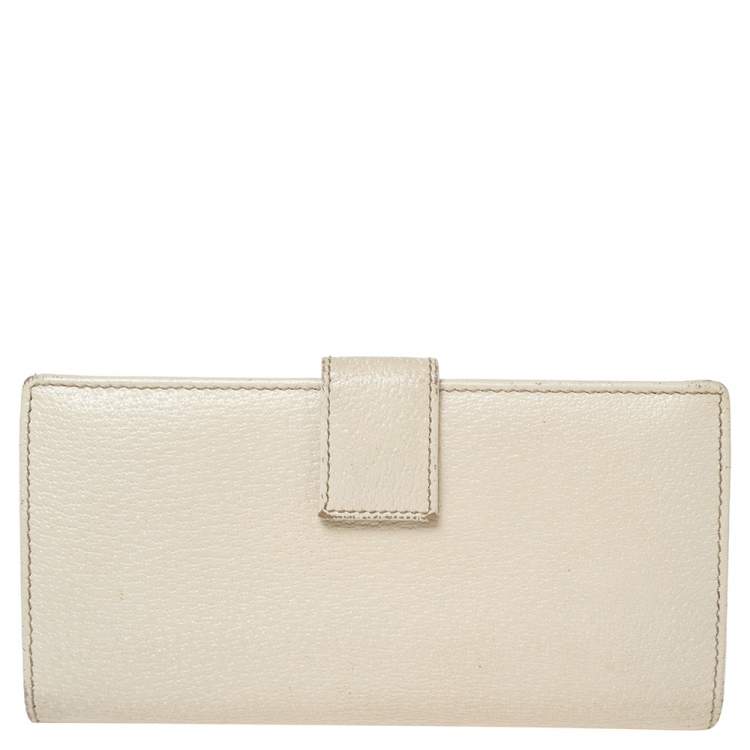 مملوكة مسبقًا Gucci Cream Leather Continental Wallet