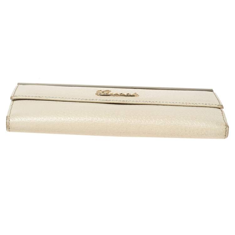 مملوكة مسبقًا Gucci Cream Leather Continental Wallet