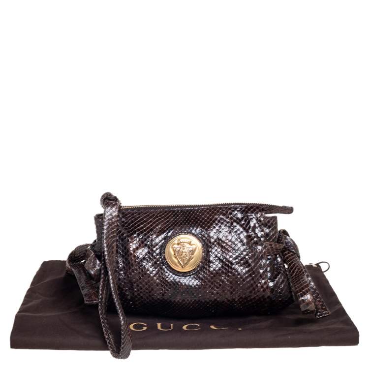 Pre Owned Gucci Brown Python Hysteria Clutch