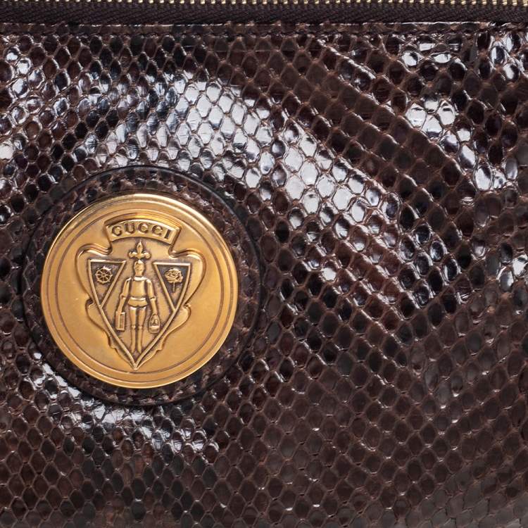 Pre Owned Gucci Brown Python Hysteria Clutch