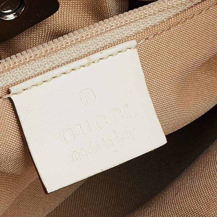 Pre Owned Gucci Off White GG Canvas and Leather Double Pocket Tote