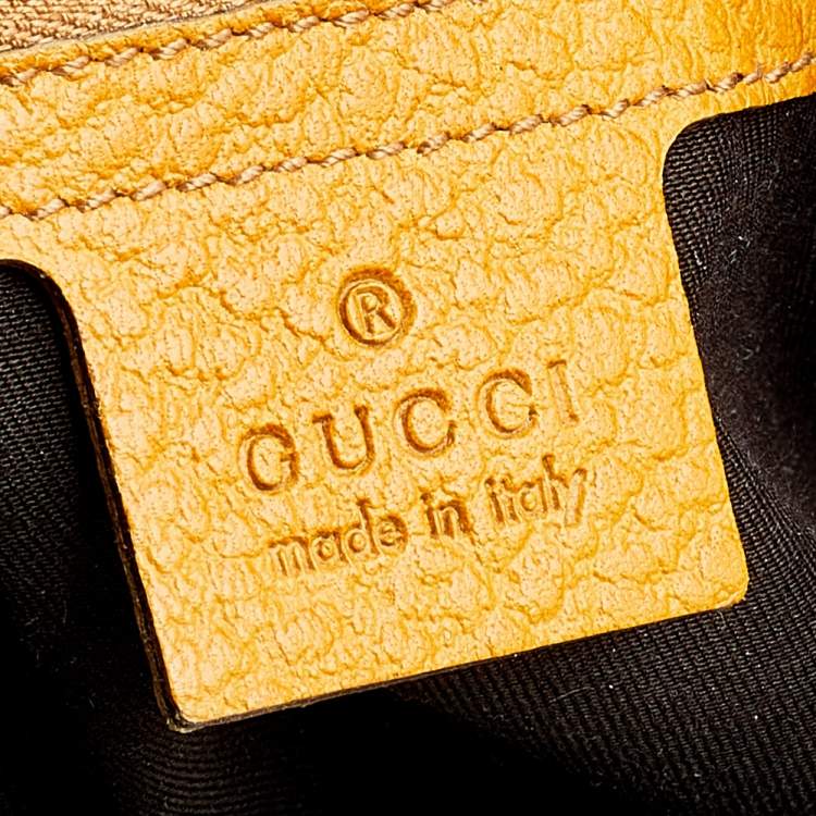 Pre Owned Gucci Yellow Leather Bamboo Top handle Bag