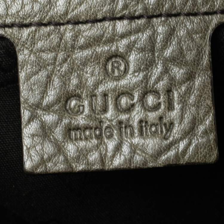 Pre Owned Gucci Beige/Olive Green GG Canvas and Leather Bamboo Bar Hobo