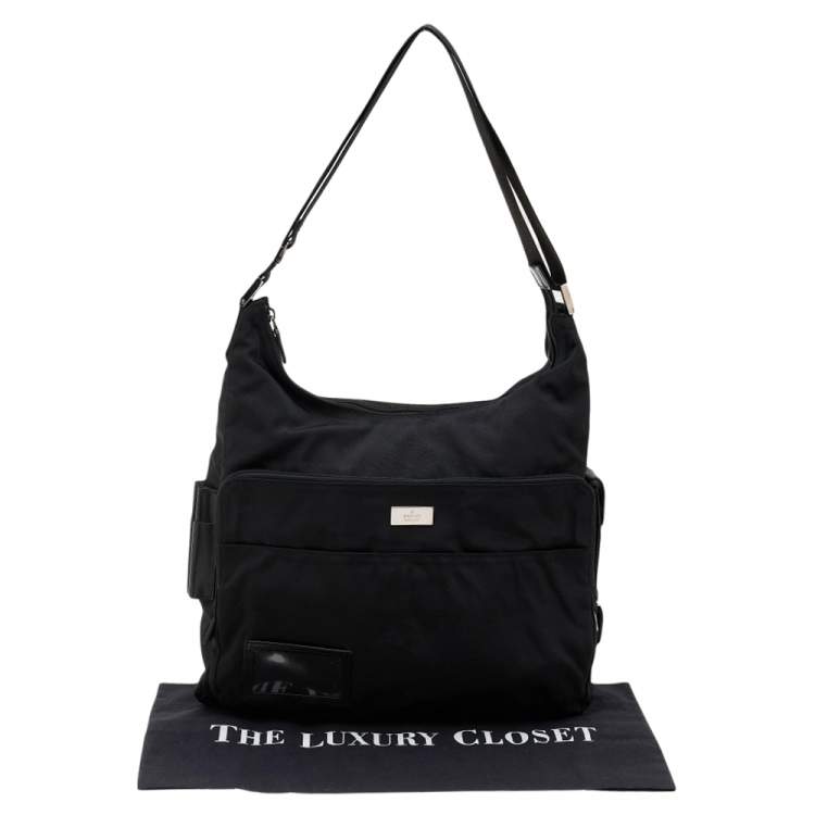 Pre Owned Gucci Black Nylon and Leather Hobo