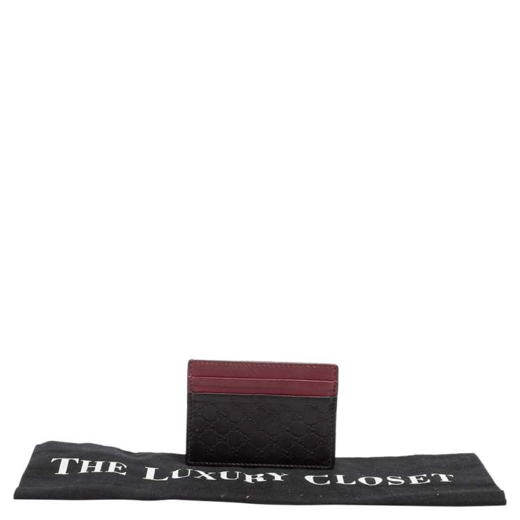 Pre Owned Gucci Red/Black Microguccissima Leather Card Holder