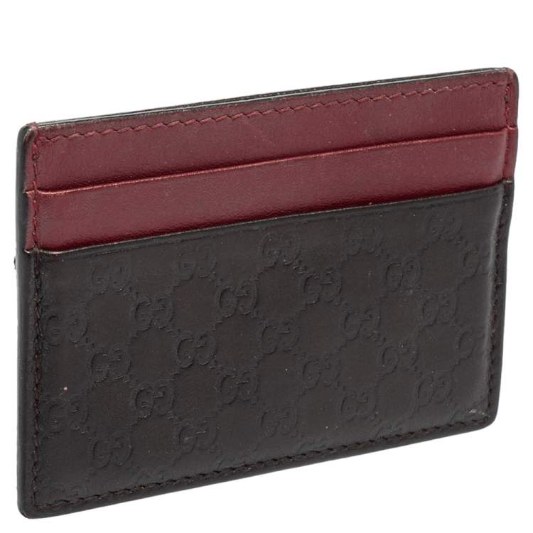 Pre Owned Gucci Red/Black Microguccissima Leather Card Holder