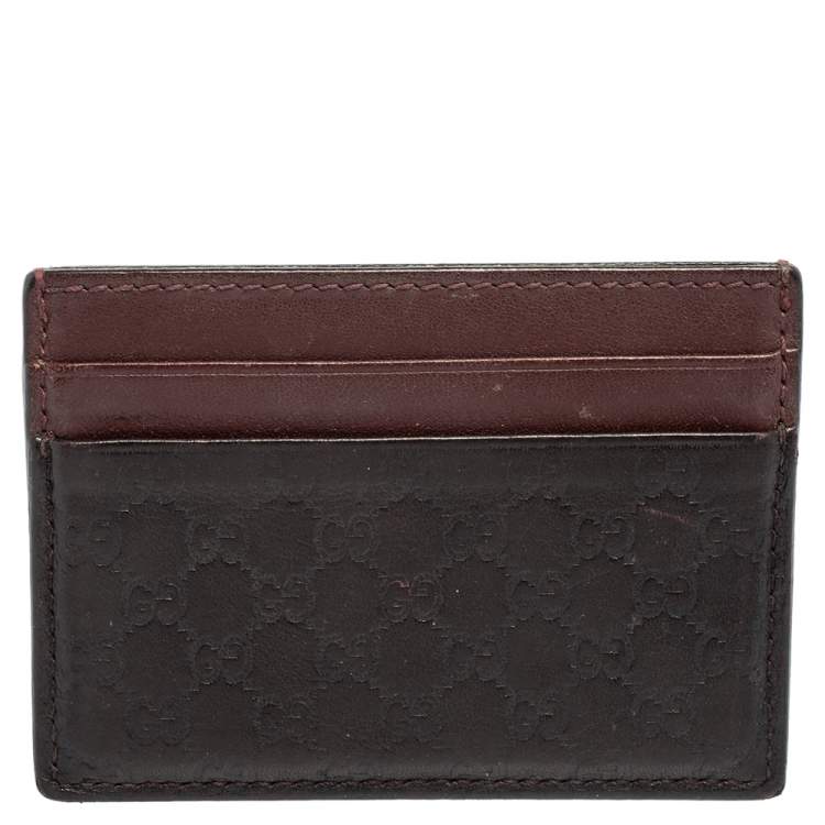Pre Owned Gucci Red/Black Microguccissima Leather Card Holder