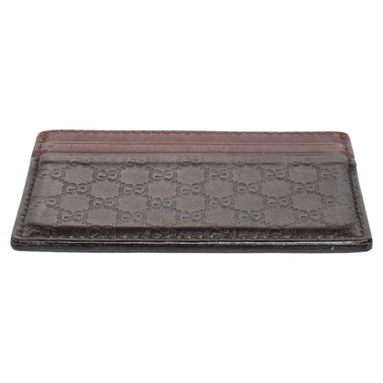 Pre Owned Gucci Red/Black Microguccissima Leather Card Holder
