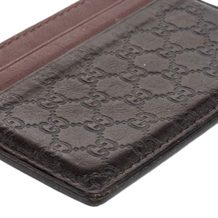 Pre Owned Gucci Red/Black Microguccissima Leather Card Holder