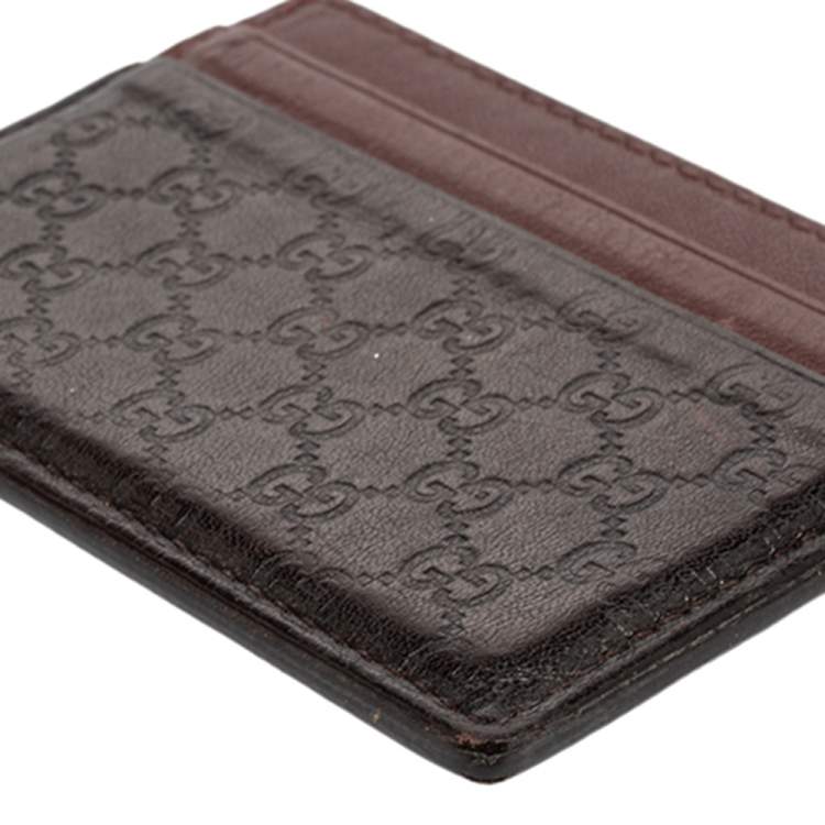 Pre Owned Gucci Red/Black Microguccissima Leather Card Holder