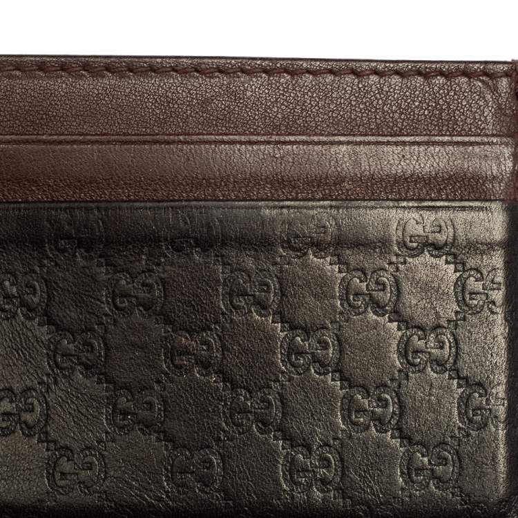 Pre Owned Gucci Red/Black Microguccissima Leather Card Holder