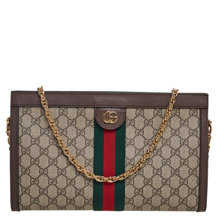 Gucci Ophidia GG Top Handle Bag Medium Beige/Ebony in Coated Canvas/Leather  with Gold-tone - US