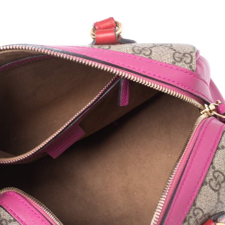 Pre Owned Gucci Multicolor GG Supreme Canvas And Leather Small Boston Bag