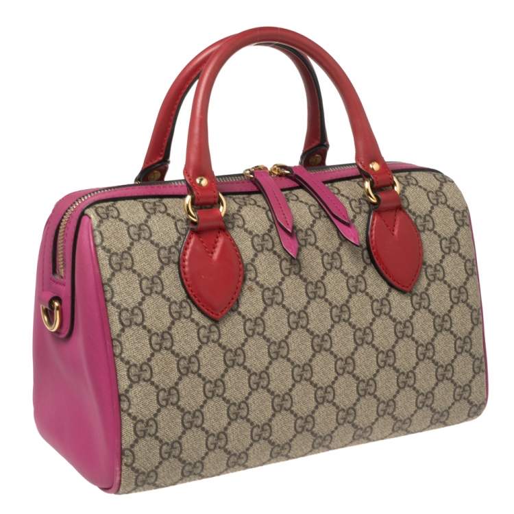 Pre Owned Gucci Multicolor GG Supreme Canvas And Leather Small Boston Bag