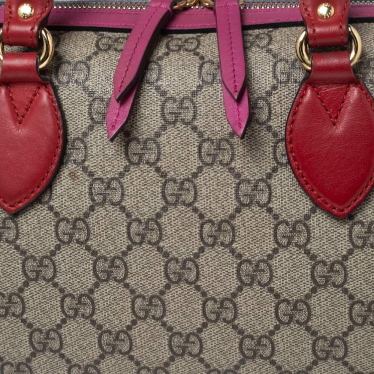 Pre Owned Gucci Multicolor GG Supreme Canvas And Leather Small Boston Bag
