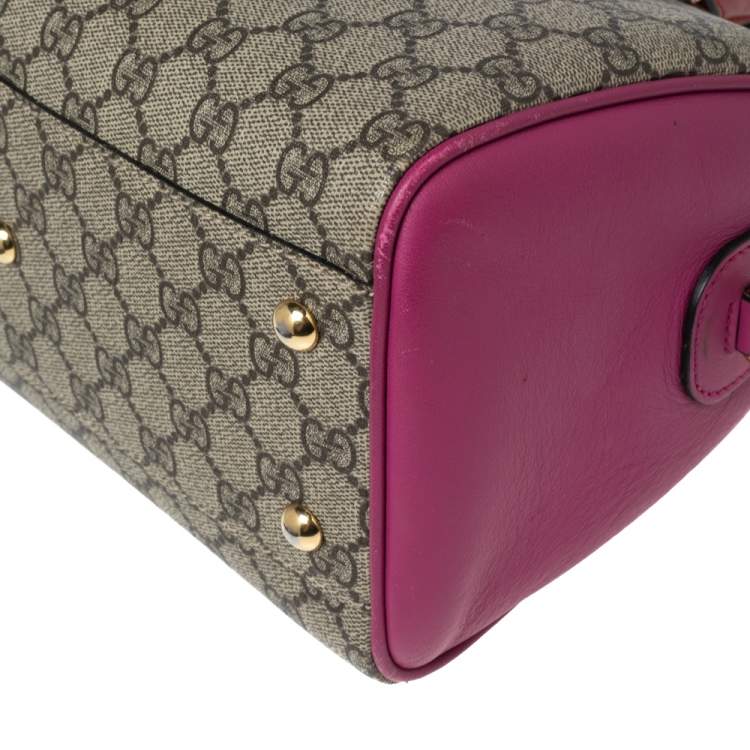 Pre Owned Gucci Multicolor GG Supreme Canvas And Leather Small Boston Bag