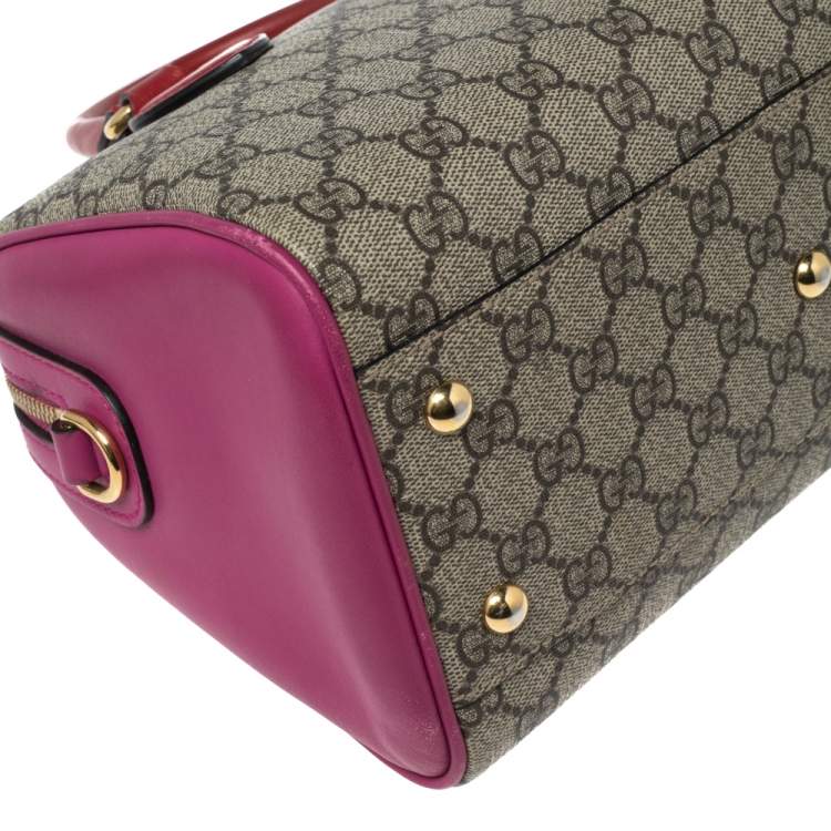 Pre Owned Gucci Multicolor GG Supreme Canvas And Leather Small Boston Bag