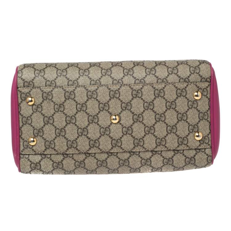 Pre Owned Gucci Multicolor GG Supreme Canvas And Leather Small Boston Bag