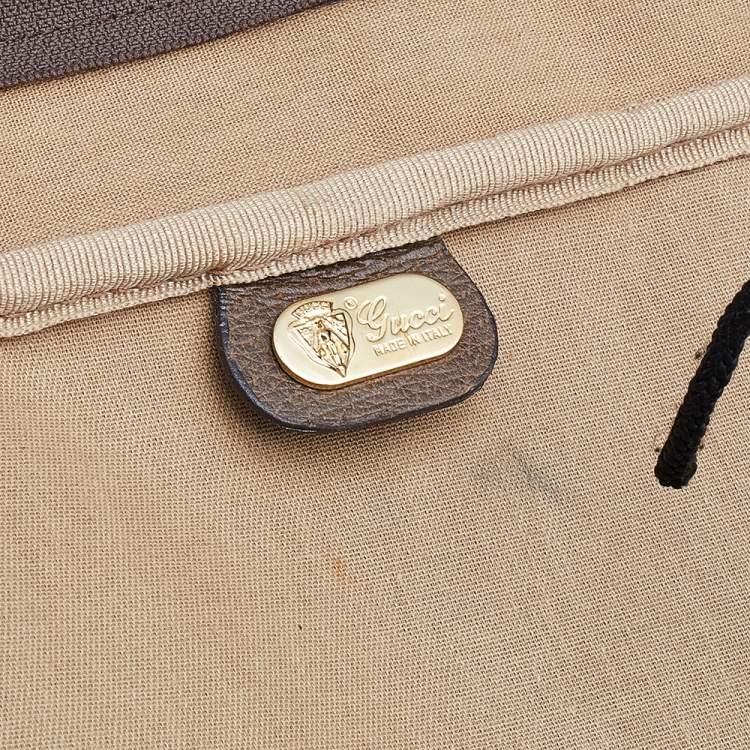 Pre Owned Gucci Beige/Brown GG Supreme Canvas And Leather Vintage Suitcase